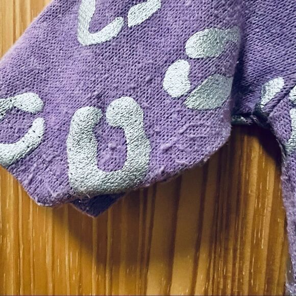 Piper purple white print shiny sequin star three quarter sleeve shirt top 6 6X - Picture 4 of 6